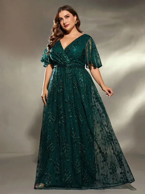 V-neck irregular cross large flared sleeves lace skirt