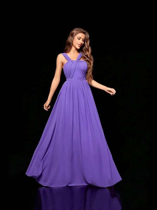 Irregular folding cross chiffon full length Evening gown Ball dress Party dress