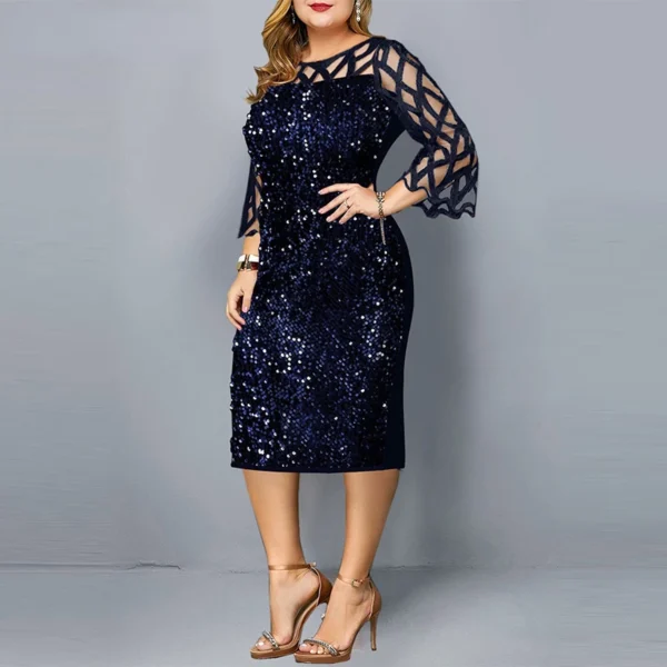 Elegant Sequin Plus Size 4XL 5XL Luxury Vestidos