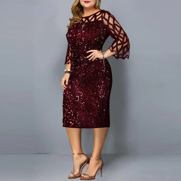 Elegant Sequin Plus Size 4XL 5XL Luxury Vestidos - Image 4