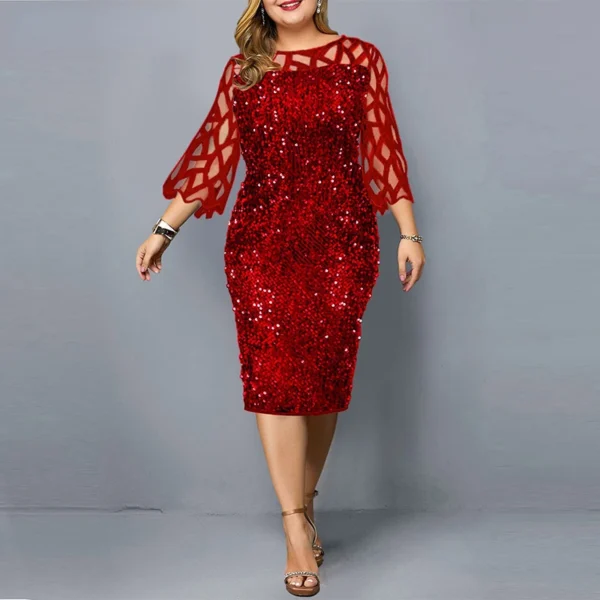 Elegant Sequin Plus Size 4XL 5XL Luxury Vestidos - Image 3