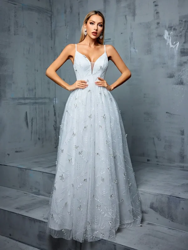V-neck halter butterfly embroidery gauze big swing