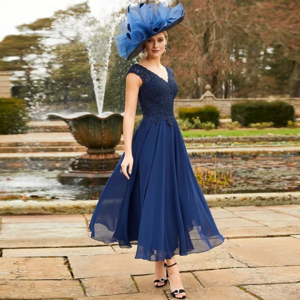 Navy Blue Mother of the Bride Dresses A-Line Chiffon