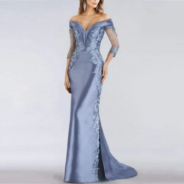 Off-Shoulder V-neck Wedding Guest Gowns
