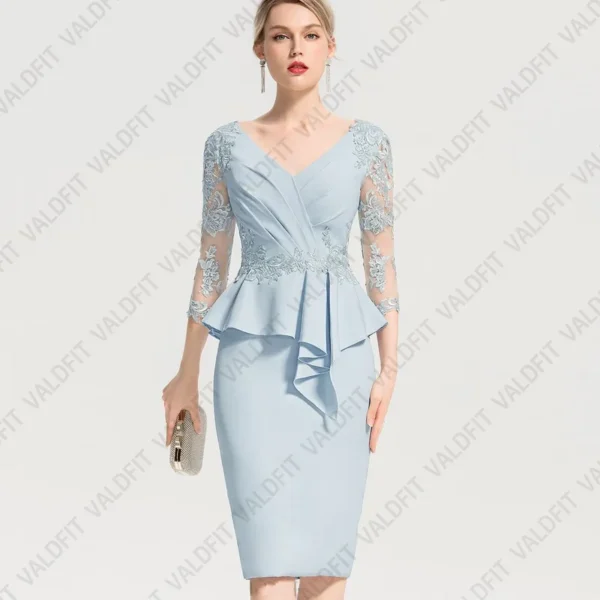Customized Short Knee Length Dusty Blue Mother of the Bride Dresses